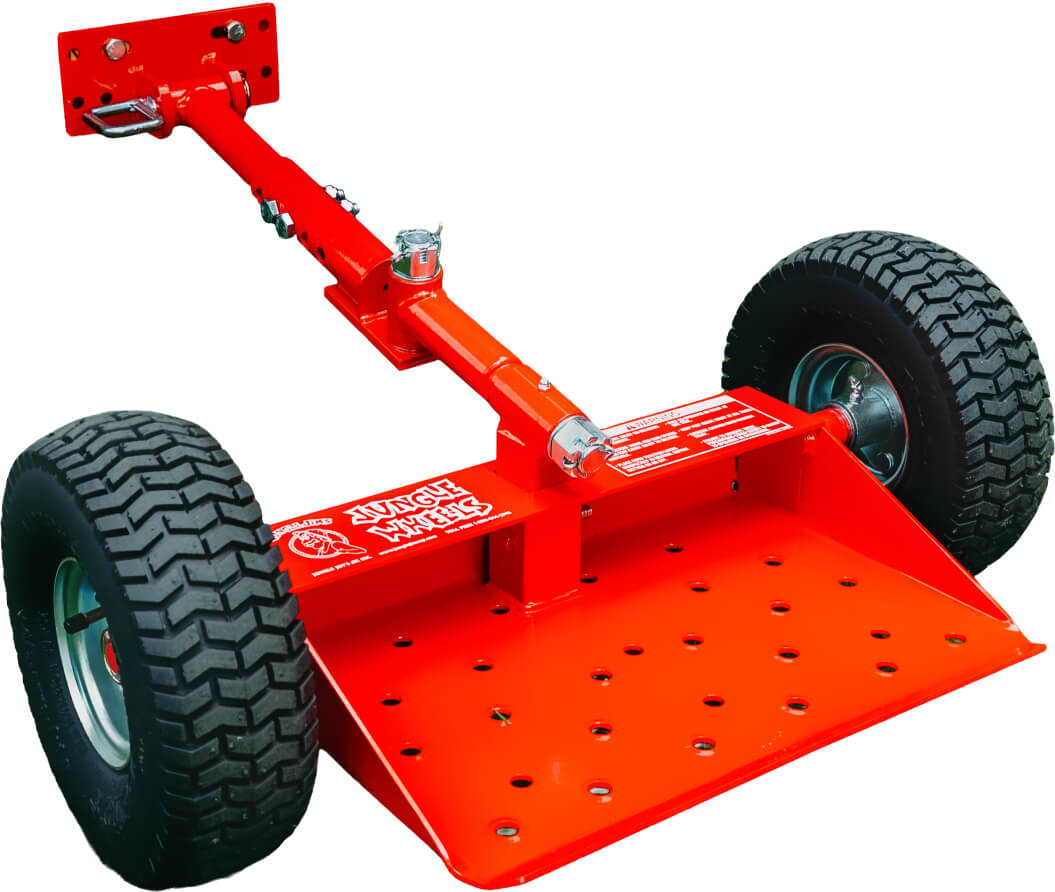 Jungle Wheels 2-Wheel Mower Sulky (Red) | Commercial Walk-Behind Mower Attachment | JW RED