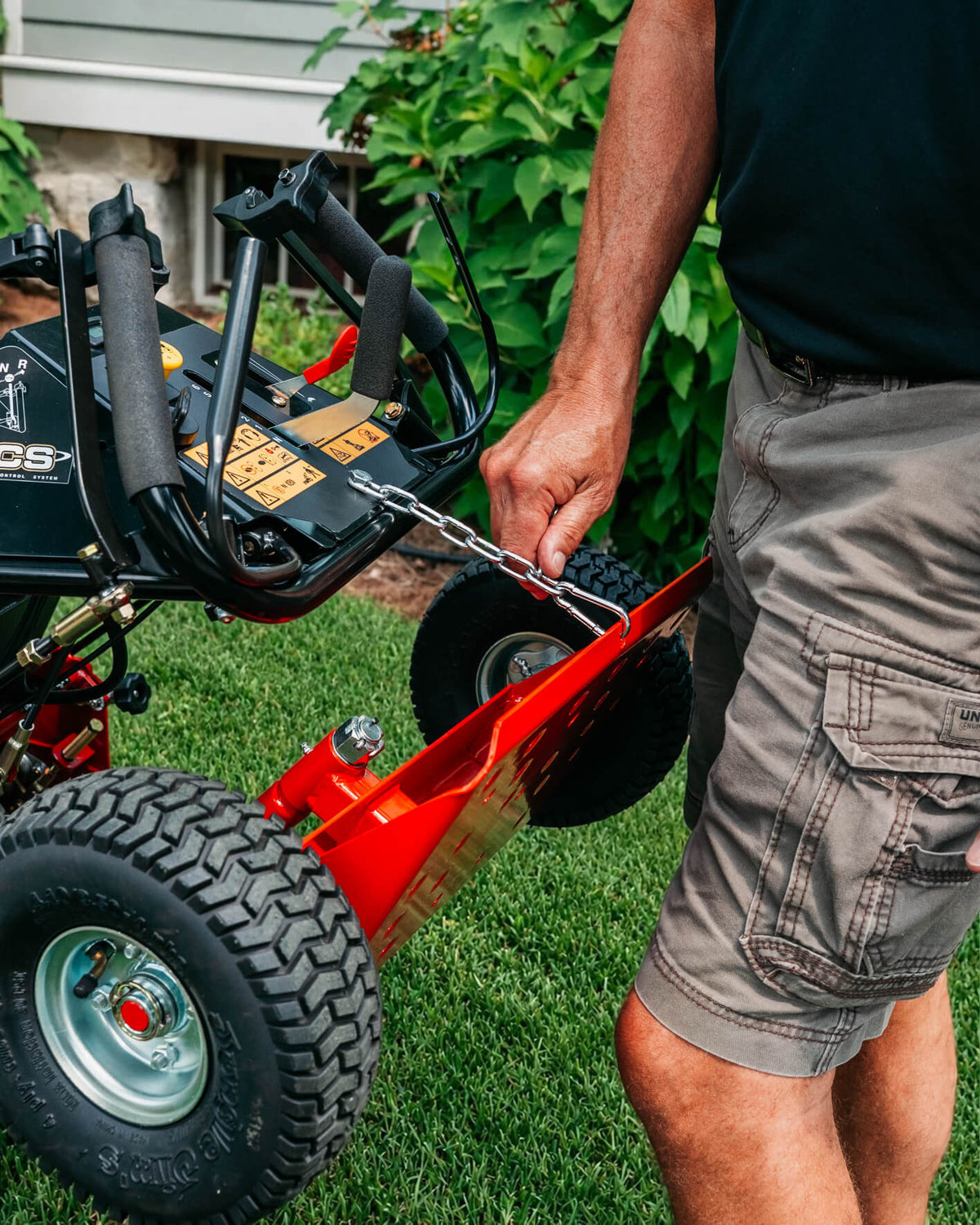Jungle Wheels 2-Wheel Mower Sulky (Red) | Commercial Walk-Behind Mower Attachment | JW RED