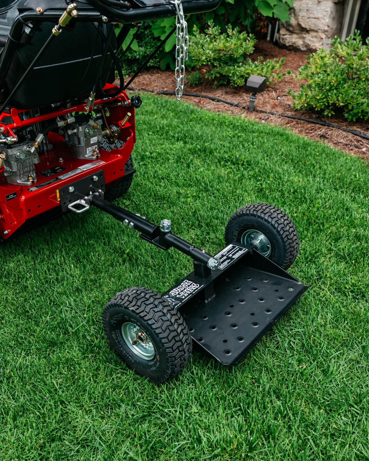Jungle Wheels 2-Wheel Mower Sulky (Black) | Commercial Walk-Behind Mower Attachment | JW BLACK