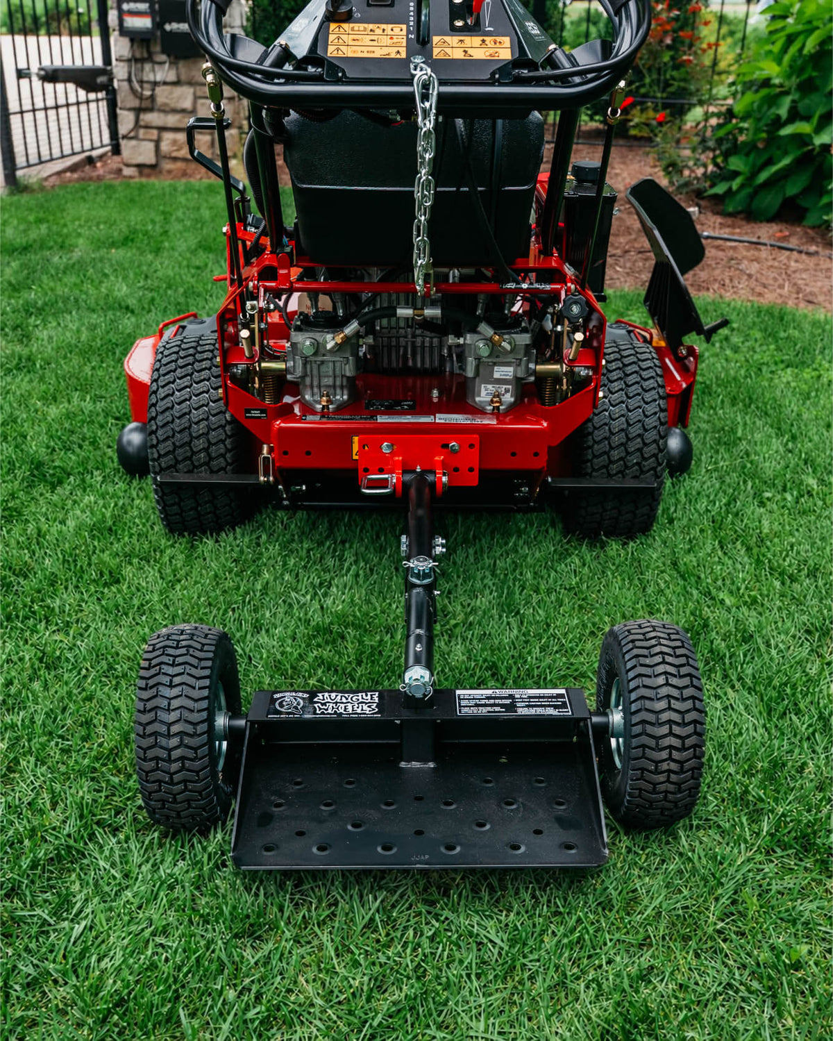 Jungle Wheels 2-Wheel Mower Sulky (Black) | Commercial Walk-Behind Mower Attachment | JW BLACK