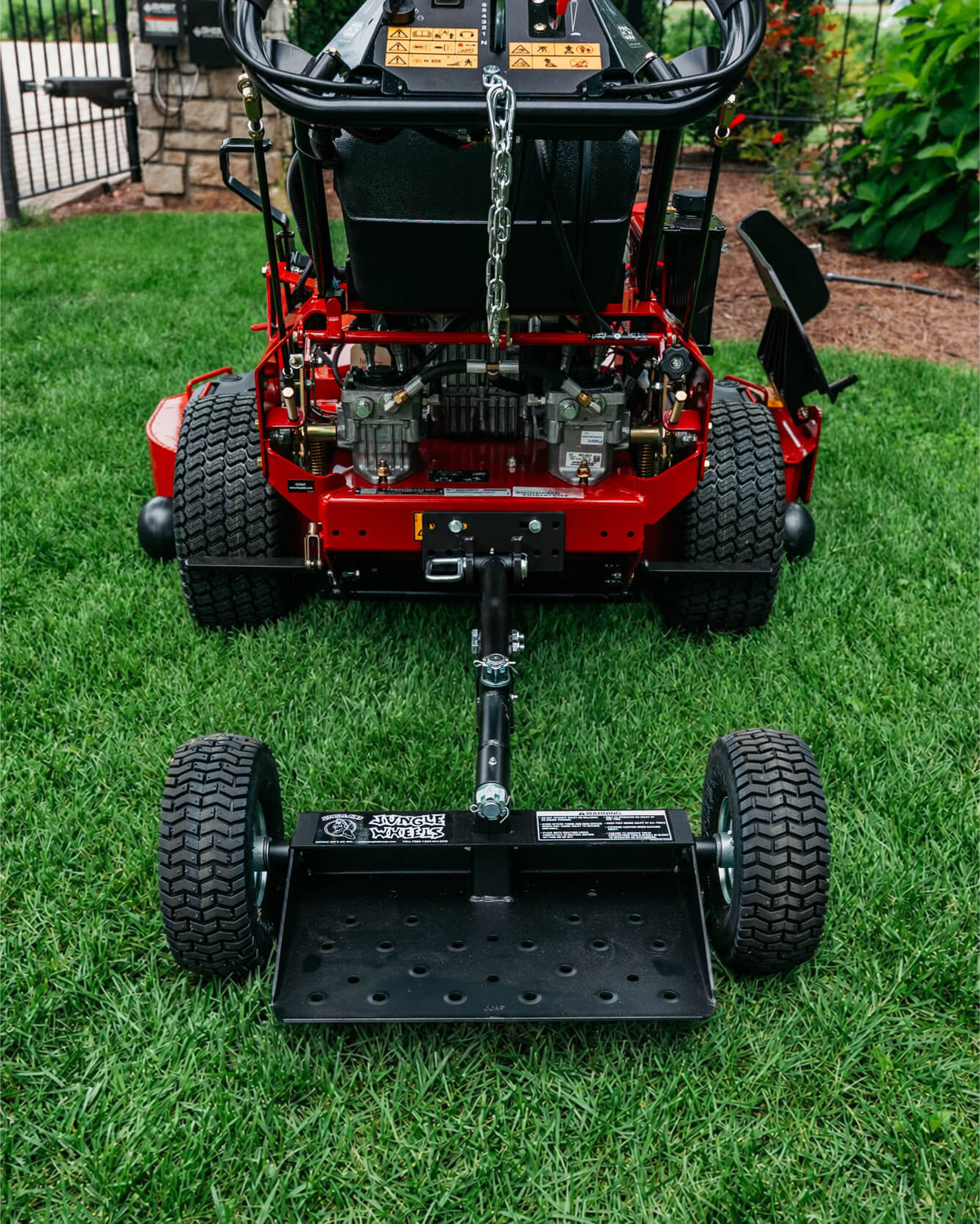 Jungle Wheels 2-Wheel Mower Sulky (Black) | Commercial Walk-Behind Mower Attachment | JW BLACK