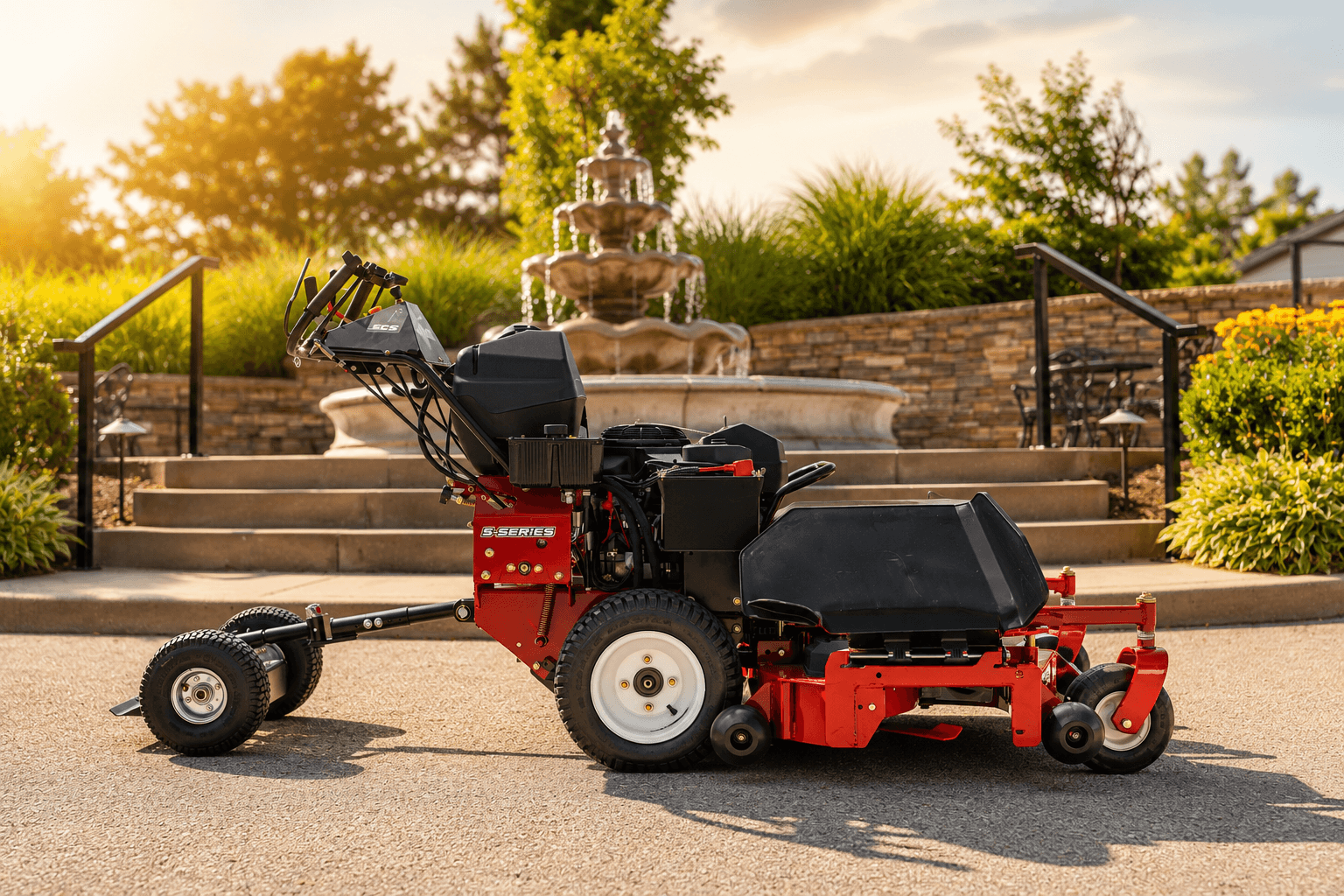 Jungle Wheels 2-Wheel Mower Sulky (Red) | Commercial Walk-Behind Mower Attachment | JW RED