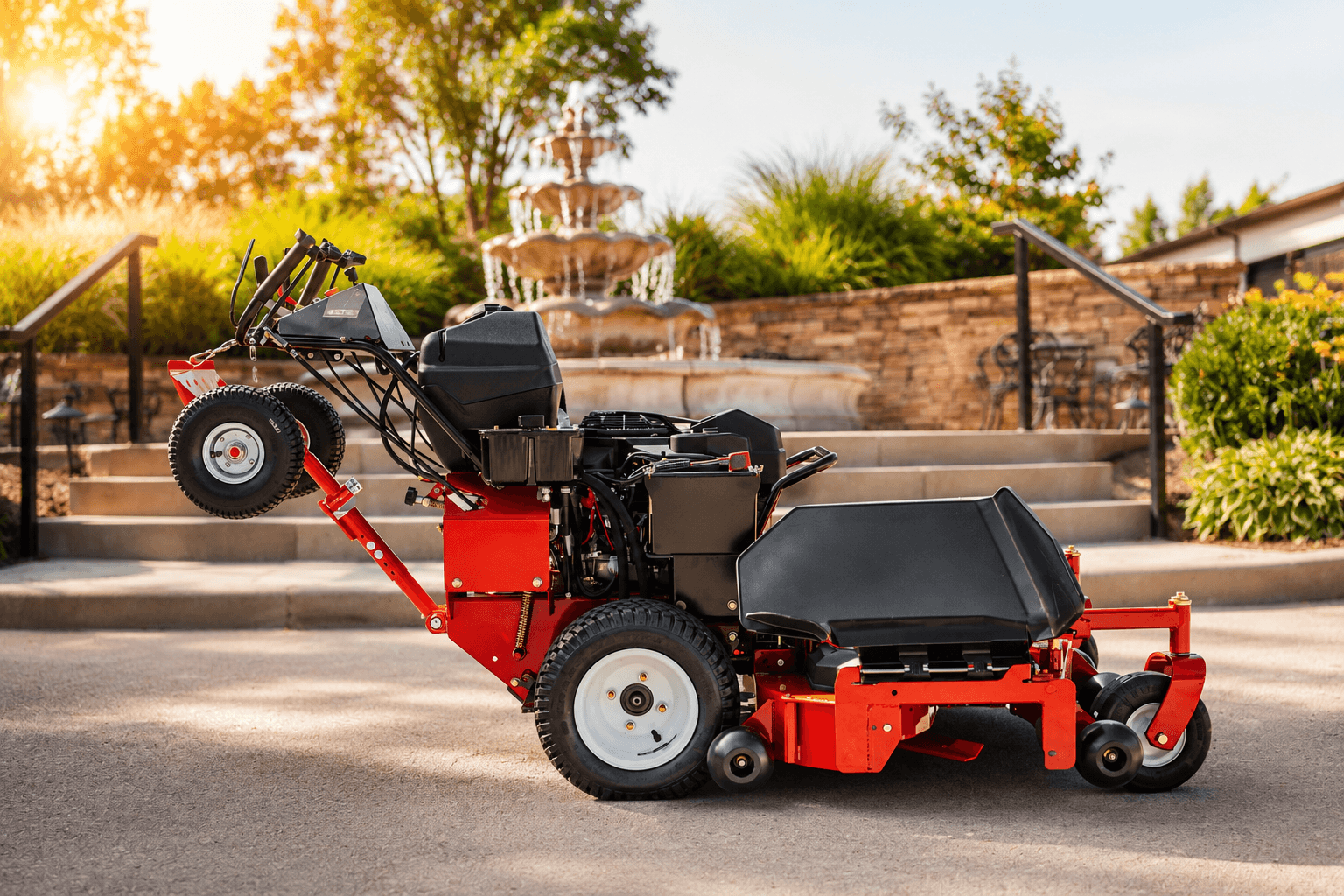 Jungle Wheels 2-Wheel Mower Sulky (Red) | Commercial Walk-Behind Mower Attachment | JW RED