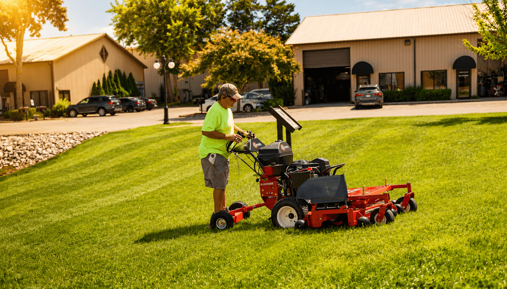 Jungle Wheels 2-Wheel Mower Sulky (Red) | Commercial Walk-Behind Mower Attachment | JW RED